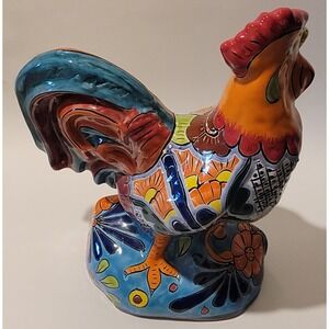 Talavera Mexican Ceramic Pottery‎ Hand-painted Rooster Figurine See Desc